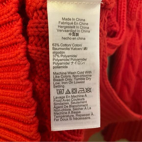 J.Crew Cable Knit Crewneck Sweater Red scarlet Size XS-S classic quiet luxury - Picture 4 of 5